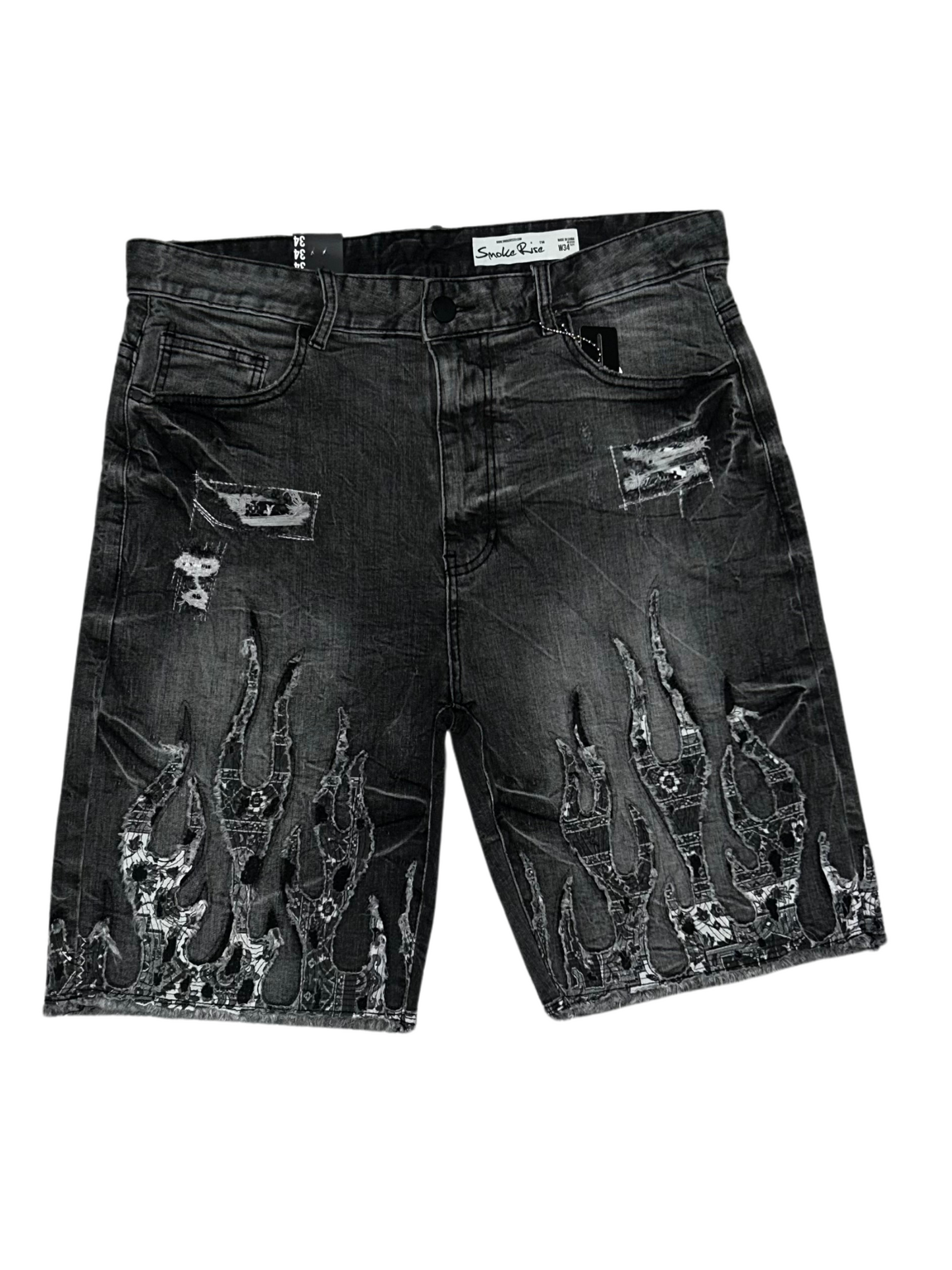 SMOKE RISE - DENIM FIRE JEAN SHORTS